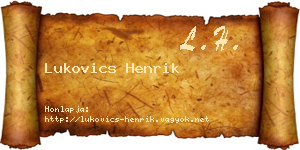 Lukovics Henrik névjegykártya